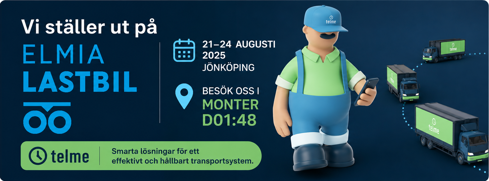 Telme ställer ut på Elmia Lastbil — monter D01:48