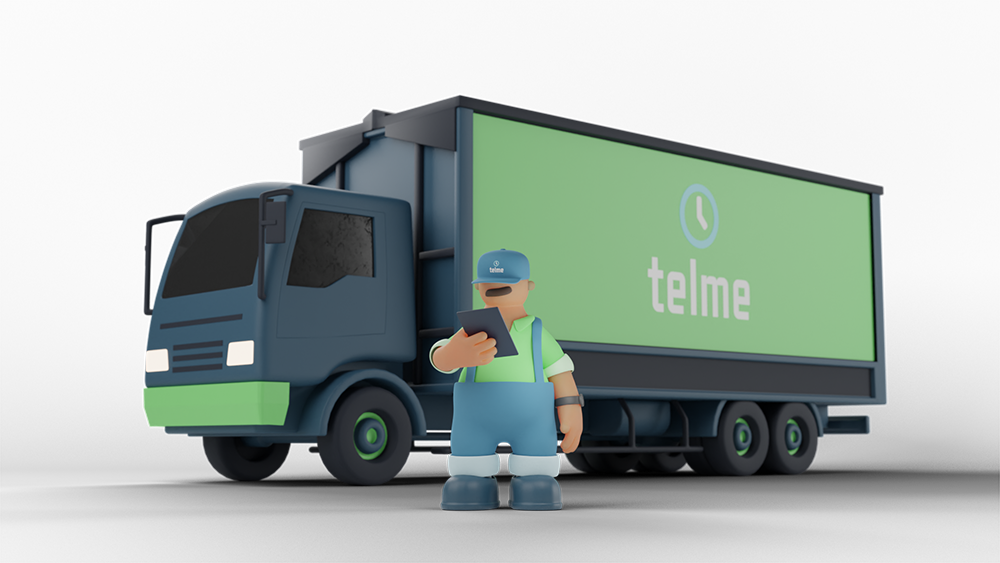 Peppe vid lastbil — Telme logistik