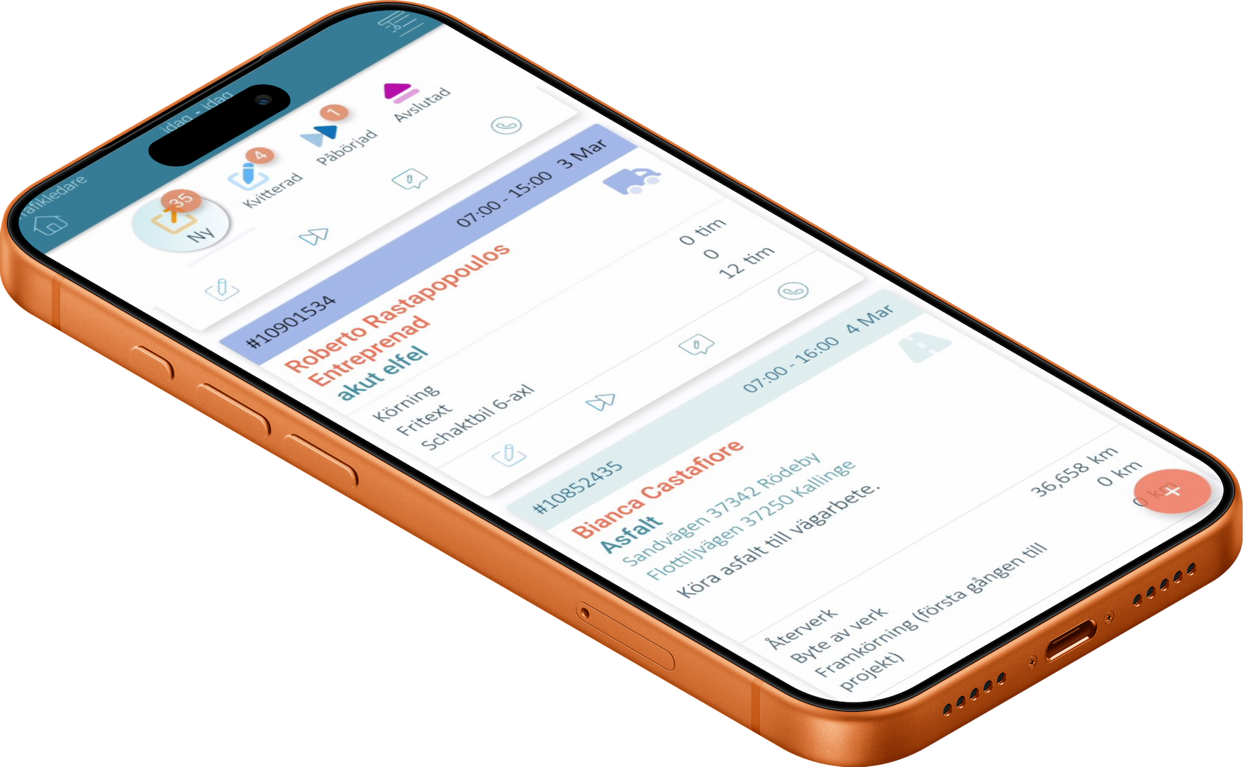 Telme Go — orderlista i appen