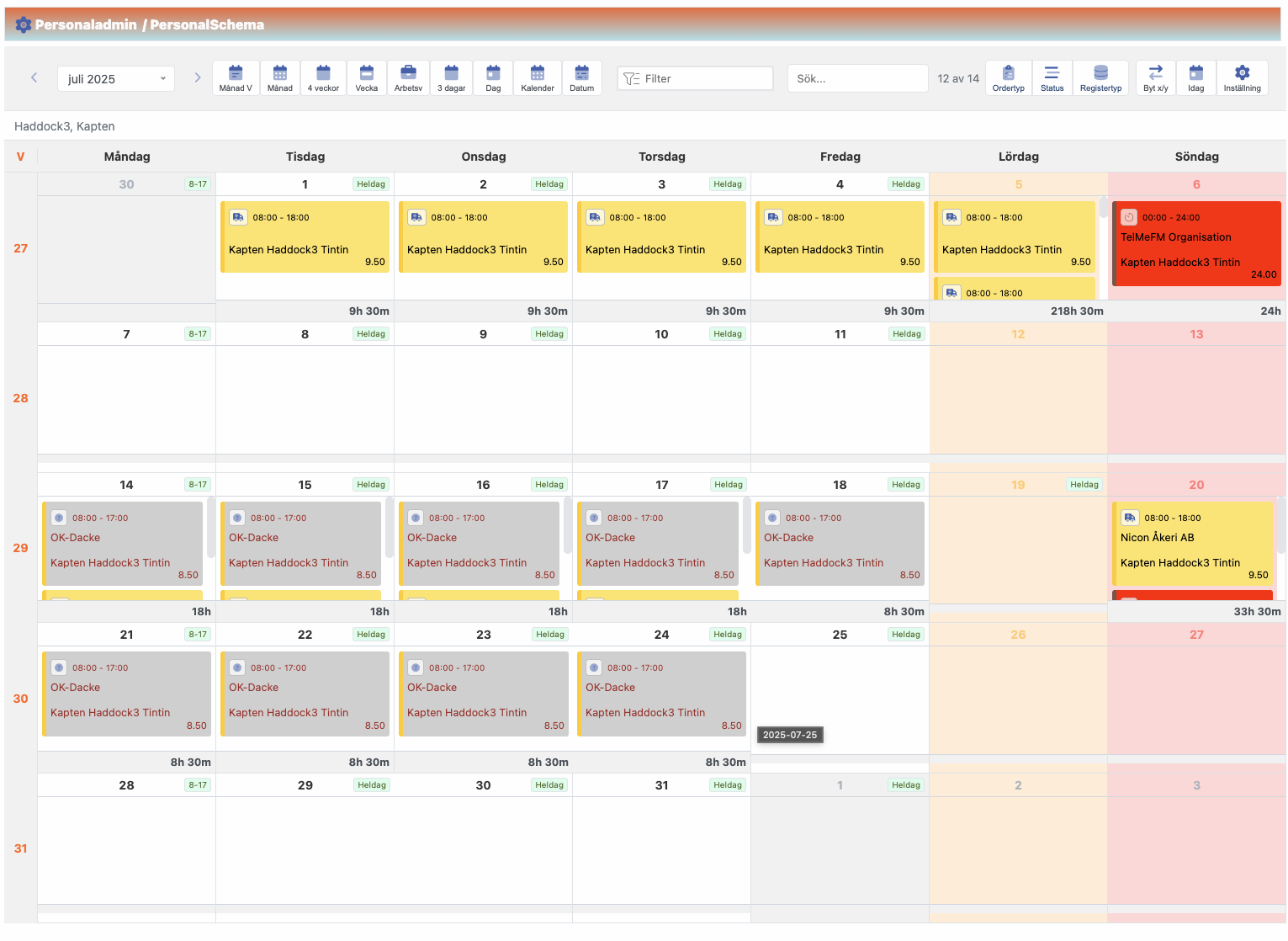 Telme HR — schemaplanering